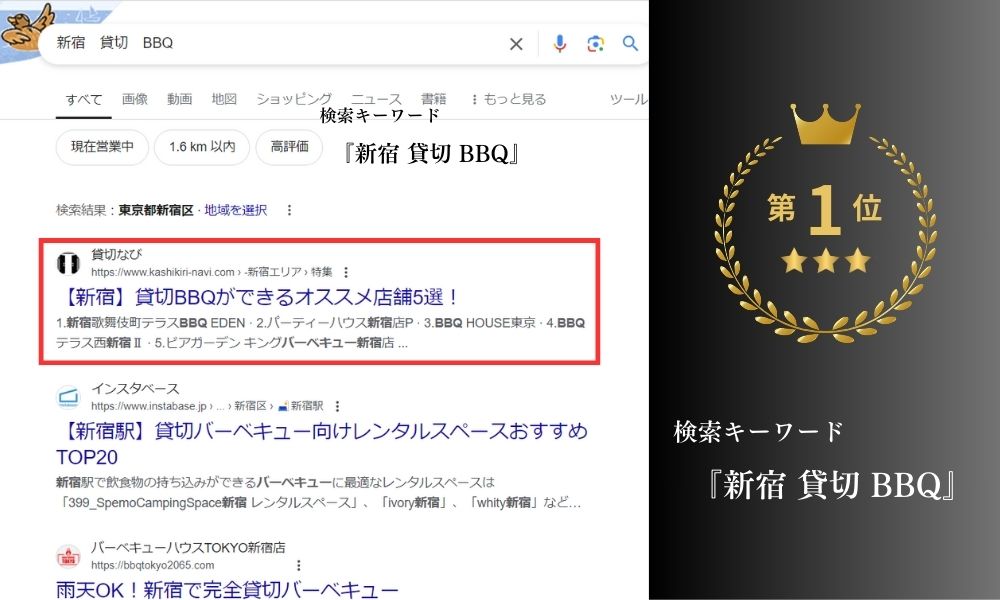 貸切なび　検索順位&SEO高評価２